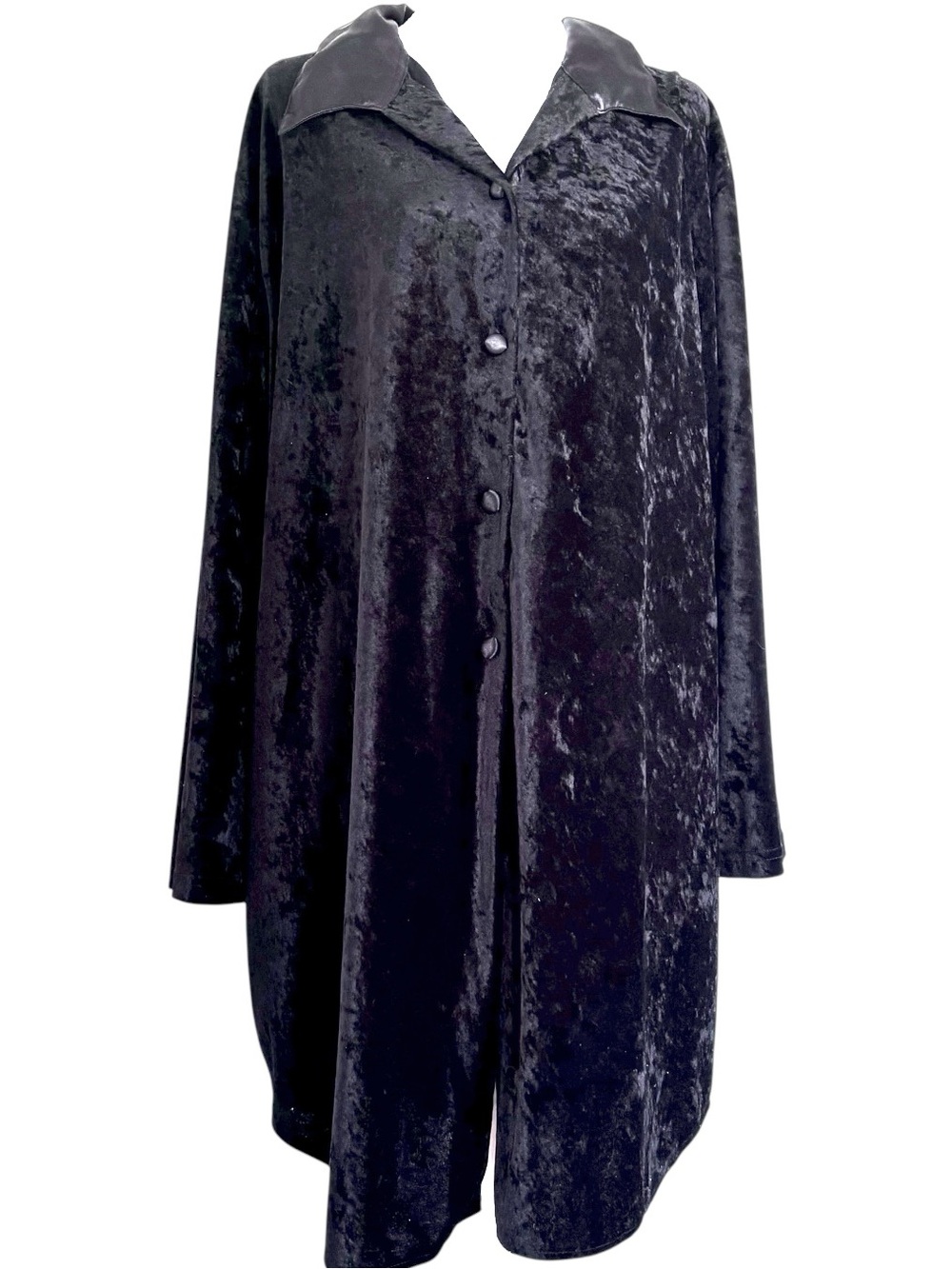 Vintage Cacique Black Crushed Velvet Duster Size 18/20